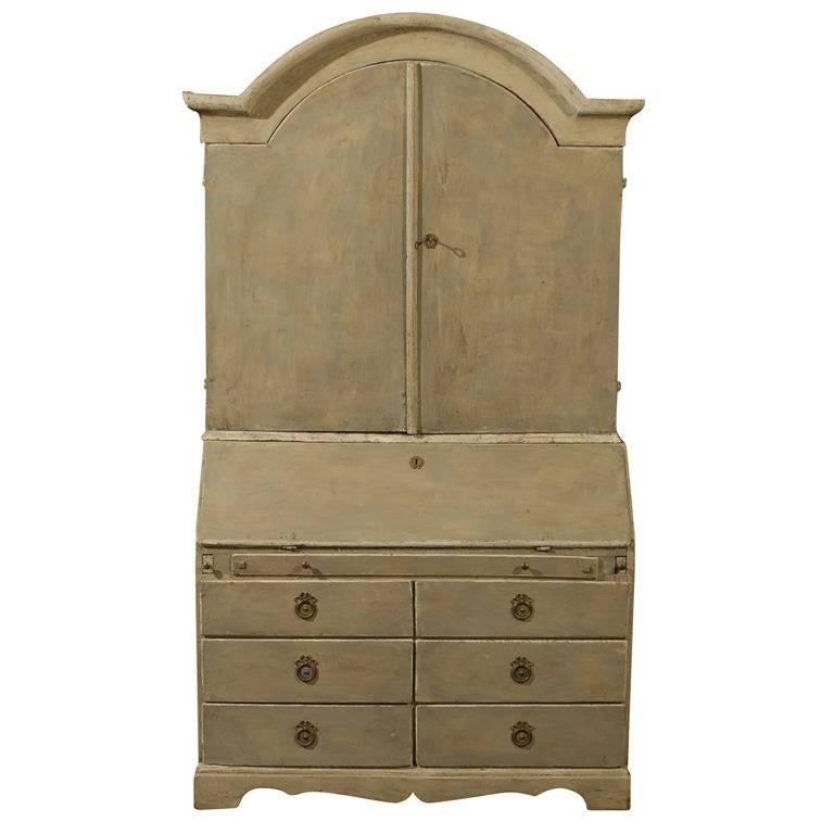 Turn of the 18th -19th C. Swedish Rococo Style Slant Front Secretary w/ Drawers For Sale