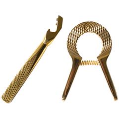Asprey Two-Piece Gold Plated Bar Tools Set, circa 1950