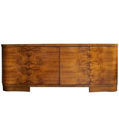 Large-Scaled and Well Veneered English Art Deco Walnut Four-Door Sideboard