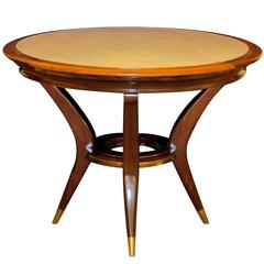Stylish Italian 1950s Circular Game Table with Reversible Top