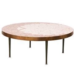 Midcentury Coffee Table with Mosaic Ceramic Art Top