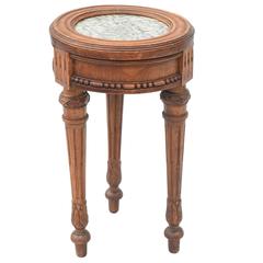 Well-carved Walnut 19th Century Accent Table with Marble Top