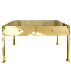 Vintage 1970s Italian Brass and Bronze Mirror Desk