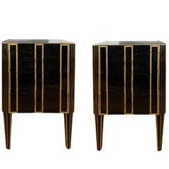Pair of Italian, 1970s Black Bedside Chests