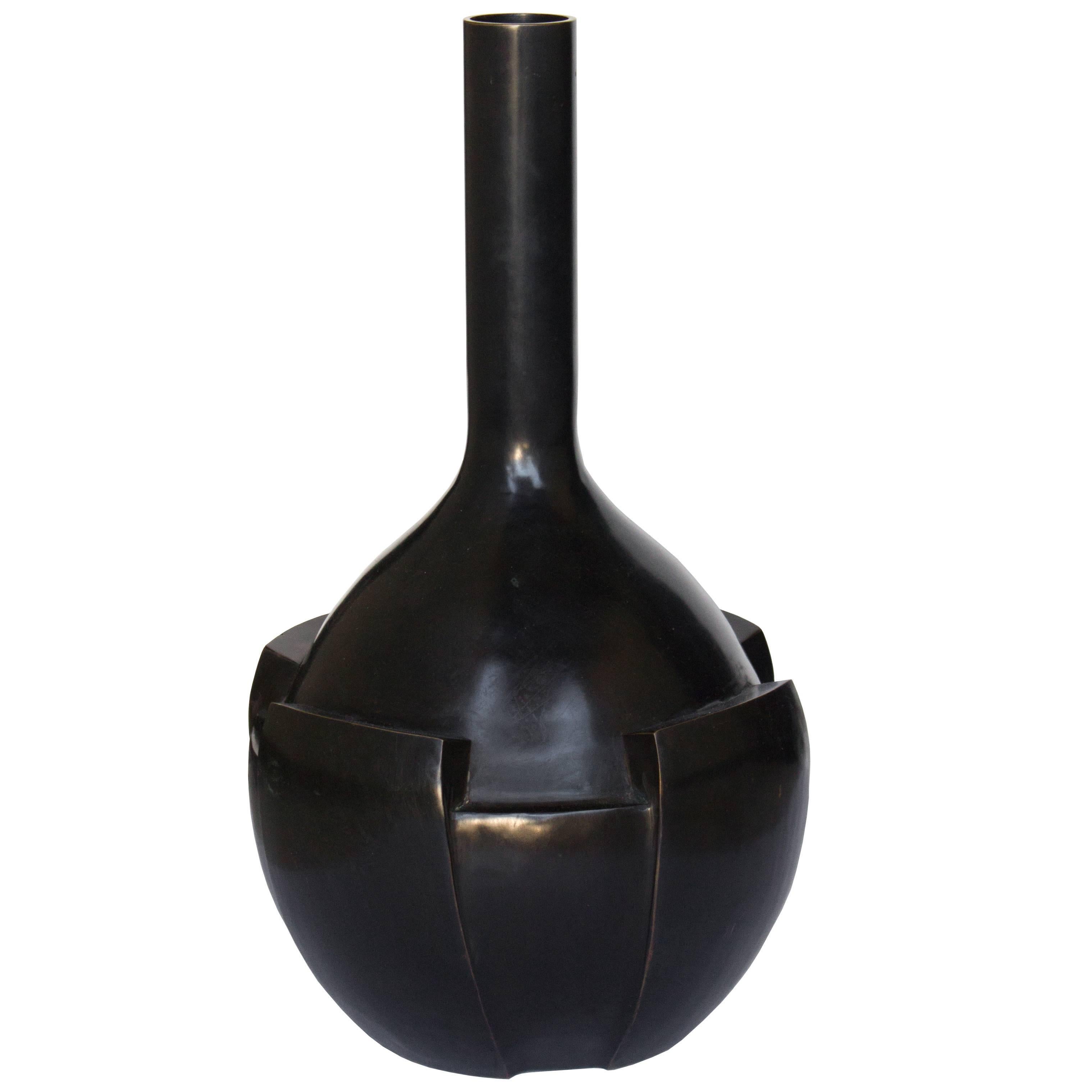 Thomas Pheasant Petal Vase in Dark Bronze
