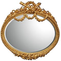 Palatial French Mid-19th Century Louis XVI Style Finely Carved Giltwood Mirror Palatial French Mid-19th Century Louis XVI Style Finely Carved Giltwood Mirror