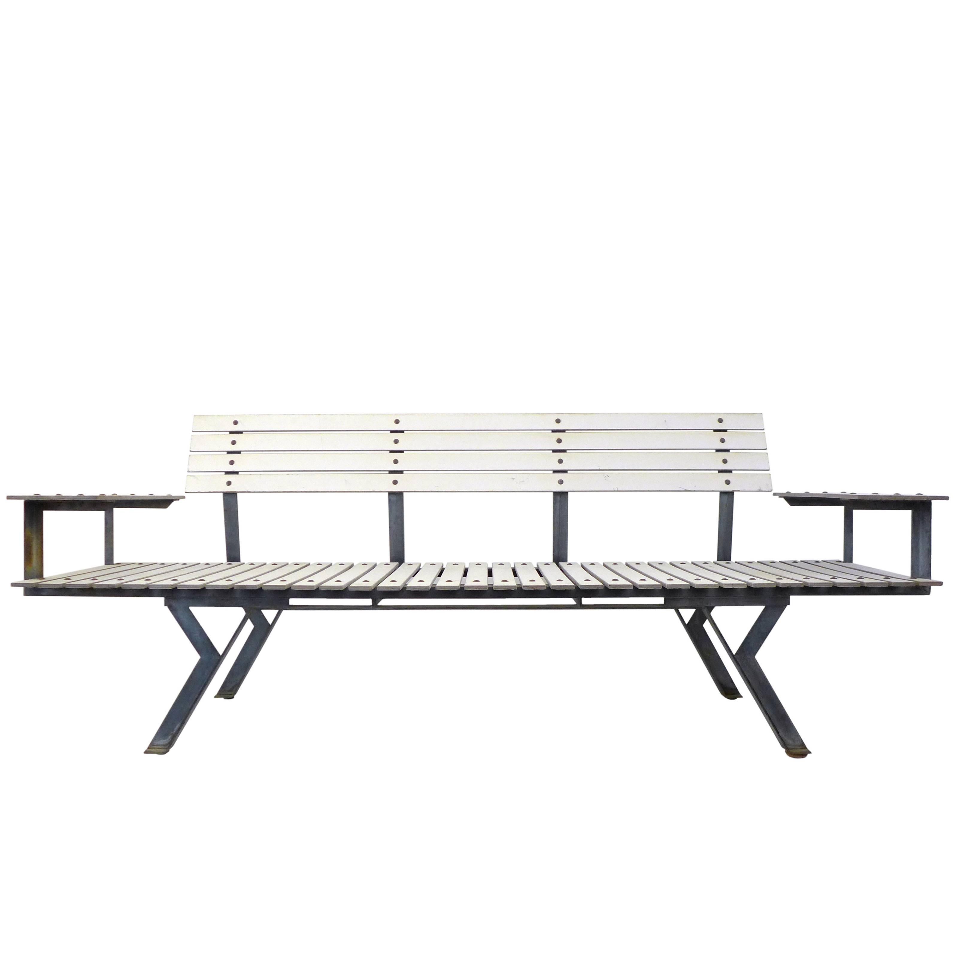 Architecturally Inspired Welded Steel and Wood Slat Bench