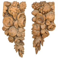 Pair of English Architectural Carvings in the Manner of Grinling Gibbons, 1880s