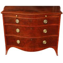 Antique George III Mahogany and Kingwood Serpentine Commode