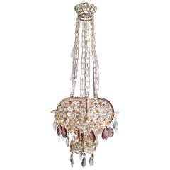 Richly Decorated Italian Liberty Chandelier with Colored Venetian Glass