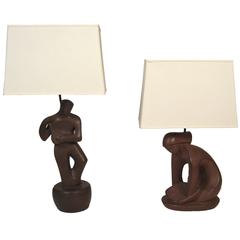 Vintage Two Modernist Figural Lamps by RIMA