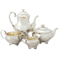 Sterling Silver Four-Piece Tea and Coffee Service, Regency Style, Antique 10