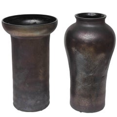 Oversized Cenedese Scavo Glass Vases