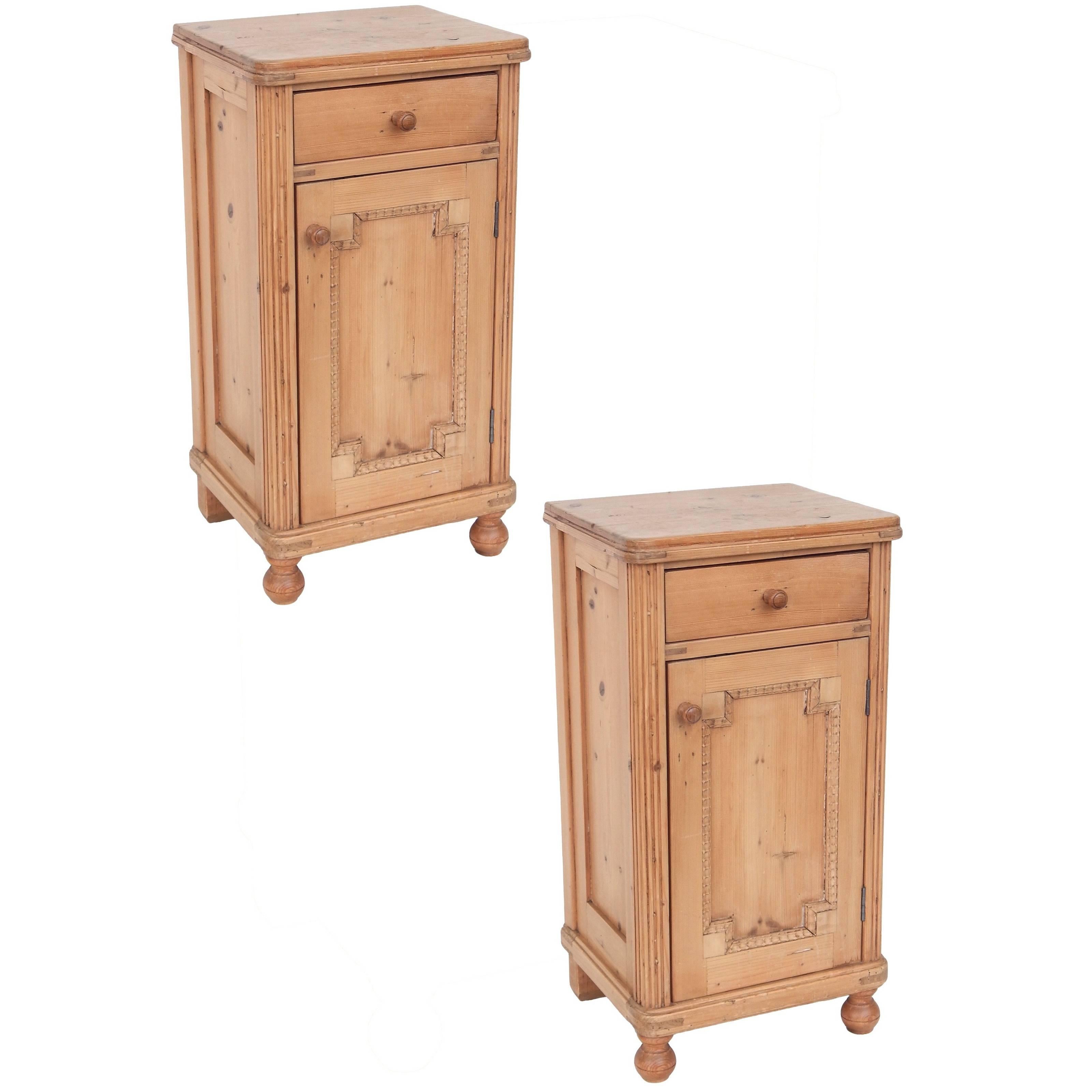Pair of English Pine Nightstands