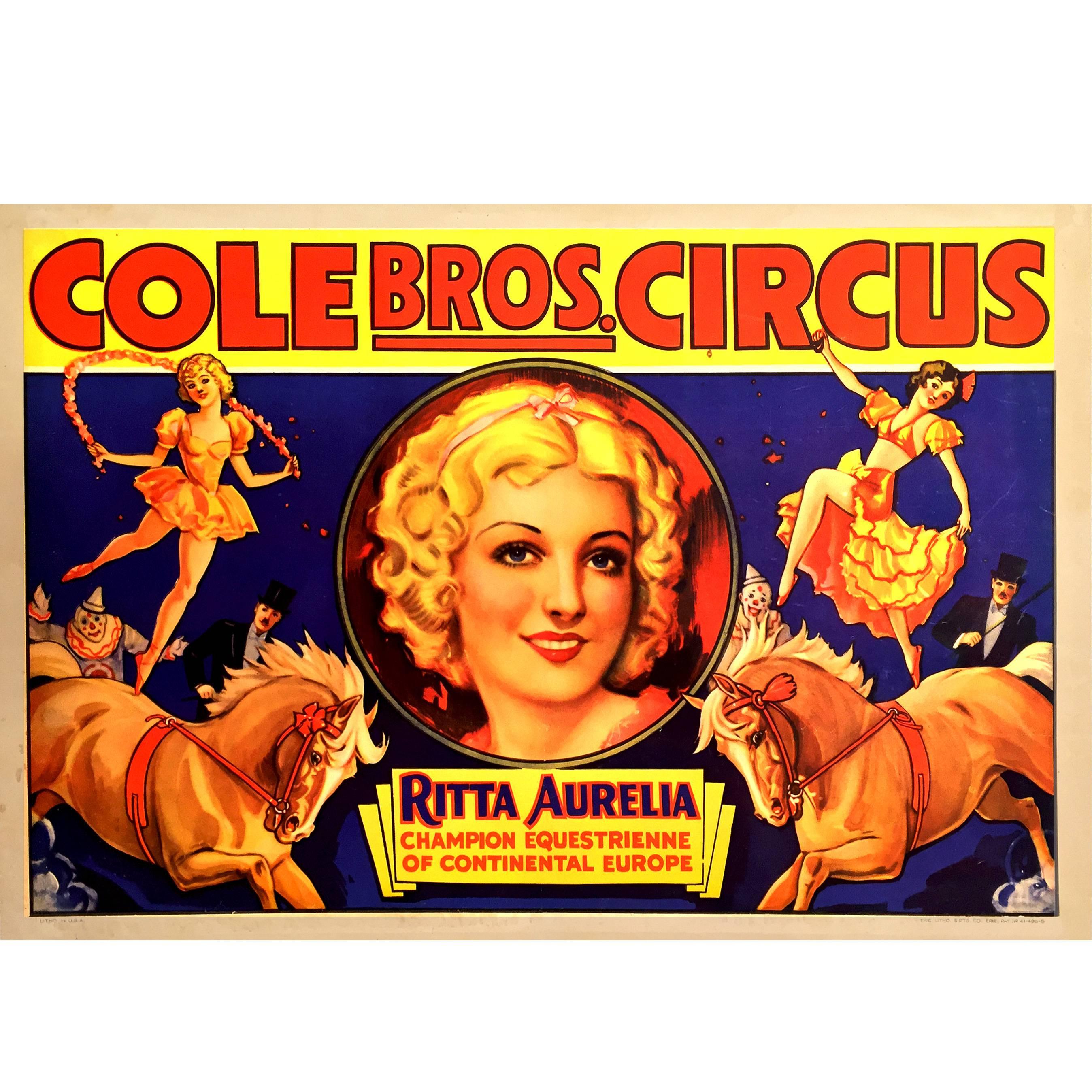 American Circus Poster for Cole Bros 
Ritta Aurelia, 1939