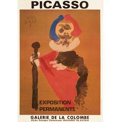 Retro Modern French Picasso Exhibition Poster, Galerie De La Colombe, 1969