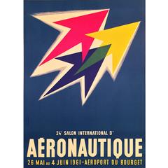 Retro Mid-Century Modern Period French Air Show Advertising Poster, 1961