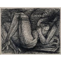 Pen and Ink Drawing of Reclining Nude by Marcel Gromaire, 1953 7