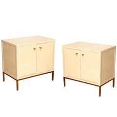 Pair of Lacquered Linen Cabinets or Side Tables