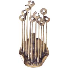 One of a Kind Solid Bronze Brutalist Studio Wall Lamp Handcrafted 6