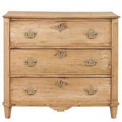 English 19th Century Bleached Chest with Beveled and Fluted Sides