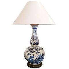 19th Century Blue and White Delft Lamp