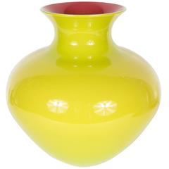 Gorgeous and Vibrant Mid-Century Modernist Handblown Murano Glass Vase