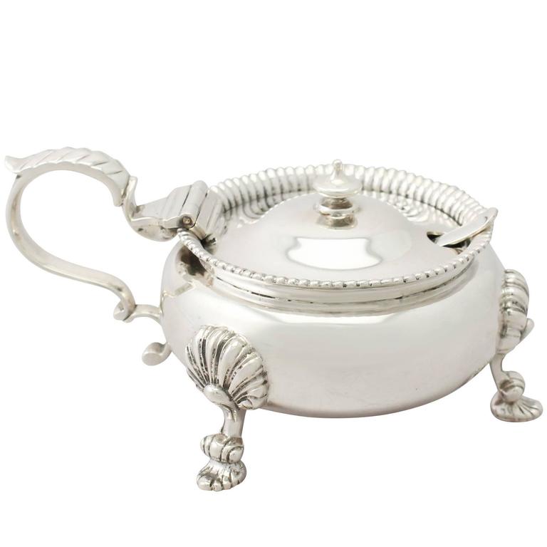 1940s VI Sterling Silver Mustard Pot For Sale at 1stdibs