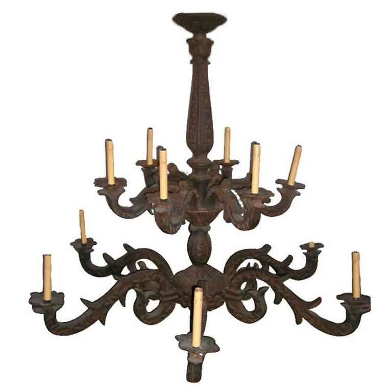 Large Cast Iron French Chandelier For, Large French Iron Chandeliers