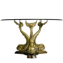 Italian Brass Dolphin Dining Table Base 4