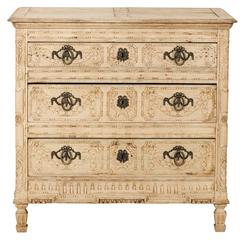 19th Century French Bleached and Carved Chest of Drawers