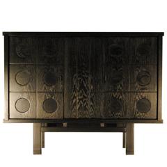 Ebonized Oak Brutalist Cabinet, Belgium, 1970s