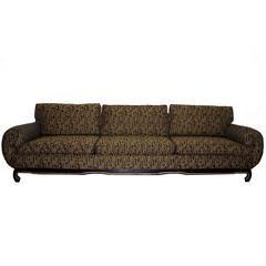 Large 1970s Chinoiserie Sofa with Bamboo Fabric