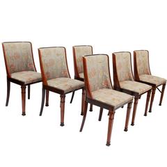 Set of Six Art Deco Dining Chairs with Classicized Marquetry