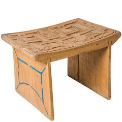 Wood Stool from Suriname with Carving and Paint
