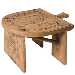 Wood Stool with Carved Seat from Suriname