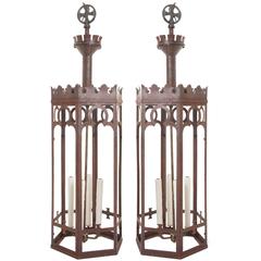 Pair of Tall Gothic Style Lanterns