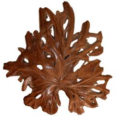 Andrianna Shamaris Giant Organic Teak Wood Leaf Sculpture