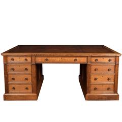 Very Large Oak Partners or Library Desk by Maple & Co Antique Furniture