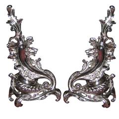 Pair of Art Nouveau Flaming Andirons 1