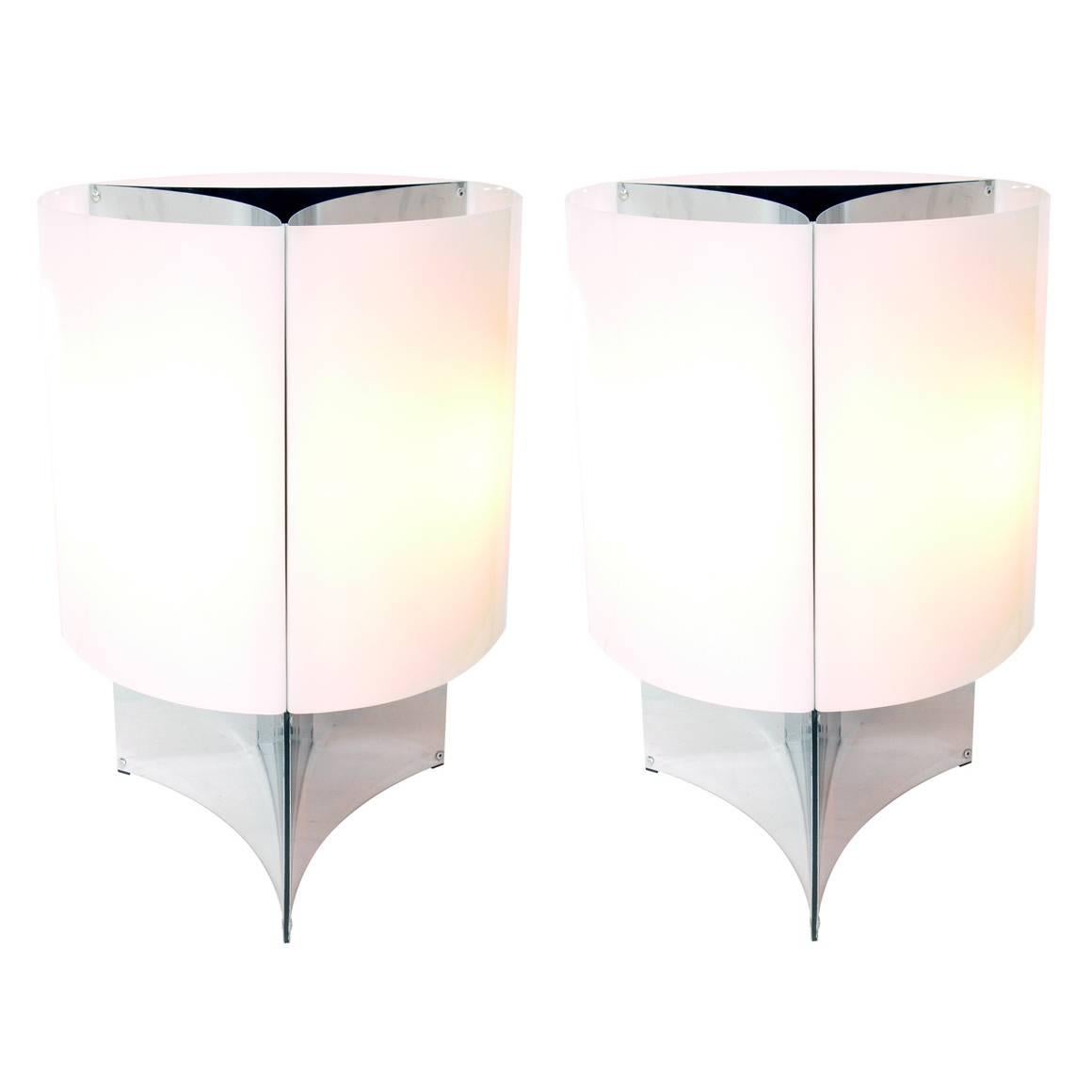 Pair of Large Scale Lamps by Massimo Vignelli for Arteluce