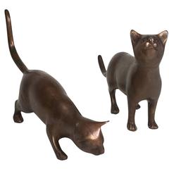 Two Cast Metalware Cat Sculptures, American 1960s