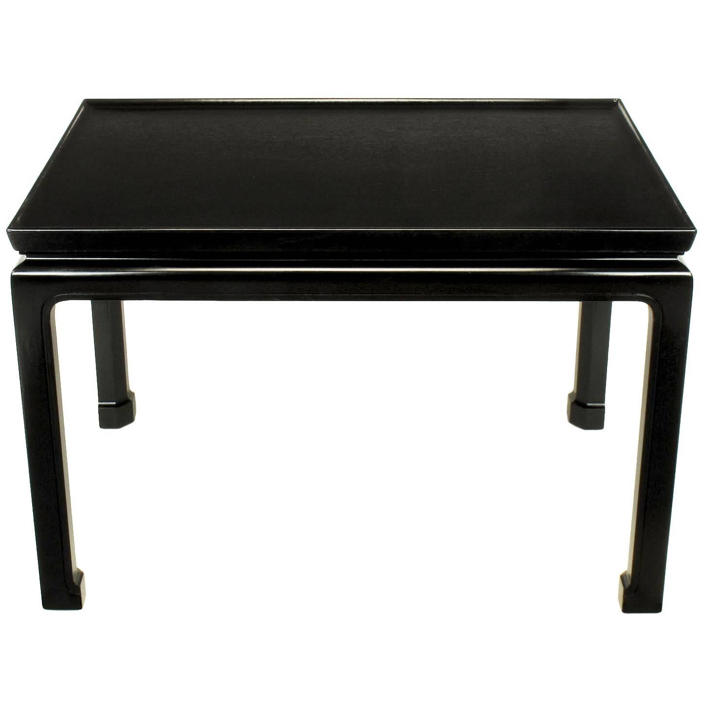 Saybolt & Cleland Ebonized Ming-Style Turned-Edge Side Table