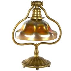 A Tiffany Favrile Glass and Gilt Bronze Table Lamp