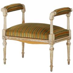 French Louis XVI Style Distressed Painted Window Bench, 19th Century