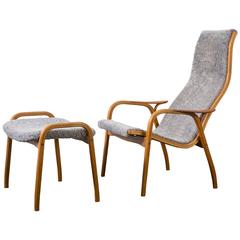 Yngve Ekström Lamino Chair and Ottoman for Swedese Mobler