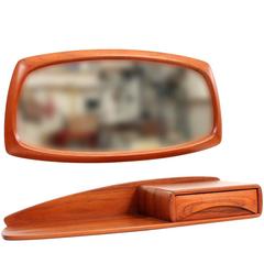Norwegian Teak Wall-Hung Console and Mirror