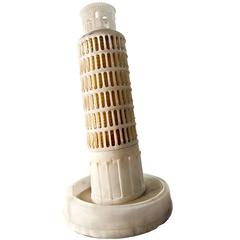 Impressive 23" early 20th c. alabaster Model of the Leaning Tower, Pisa 6