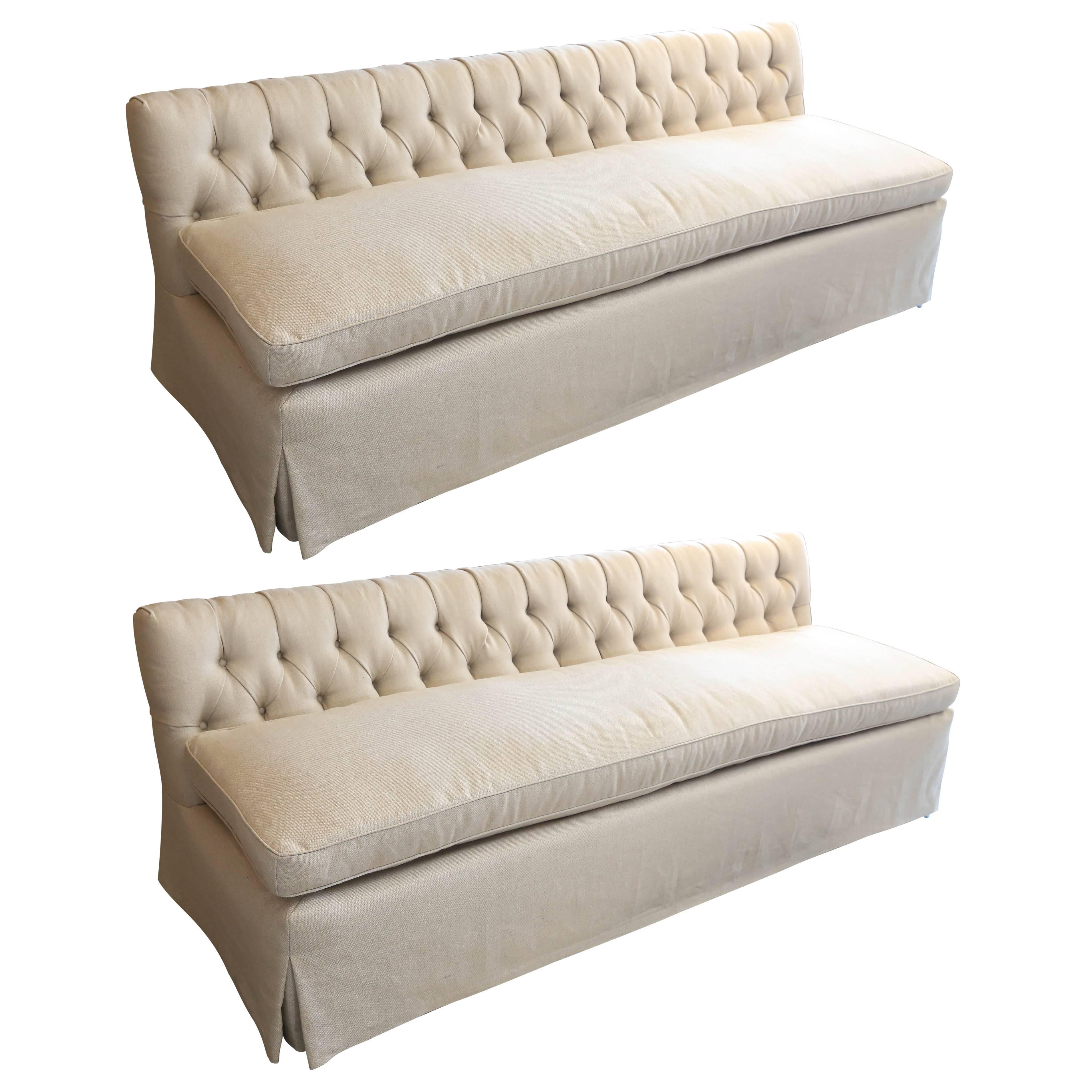 Pair of Vintage Low Armless Sofa