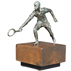 Vintage Curtis Jere Bronze Tennis Player Sculpture